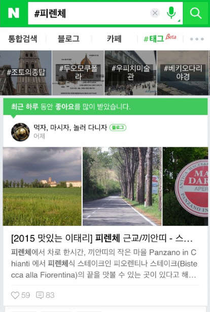네이버의 '태그 검색' 이미지. 네이버 제공